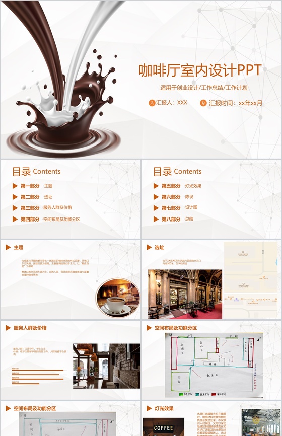 不同的品味相同的口味！XX咖啡厅创业室内设计PPT模板