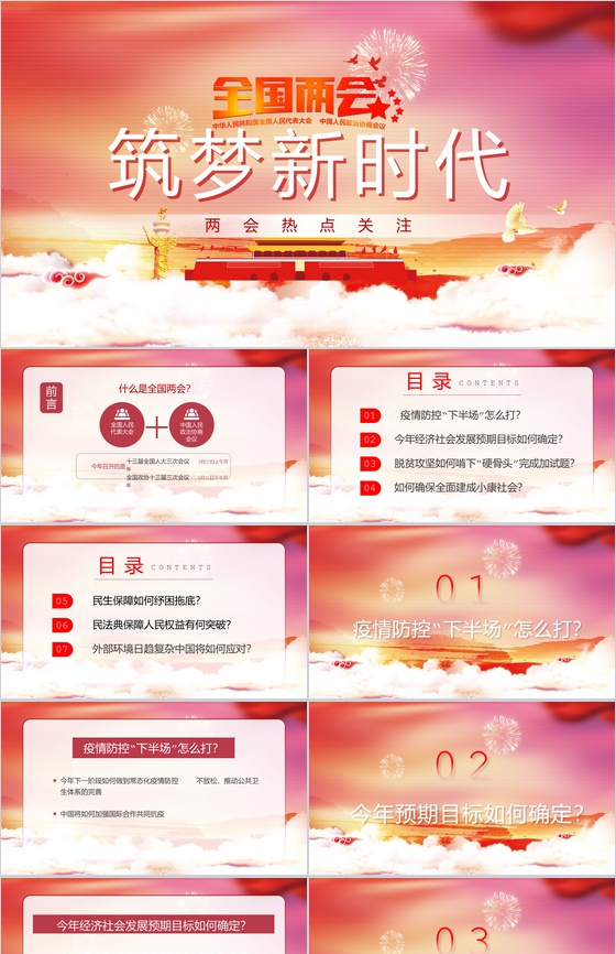 全国两会民生热点话题学习心得PPT模板