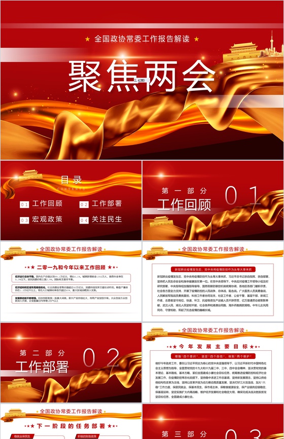 全国两会热点专题学习心得体会分享PPT模板