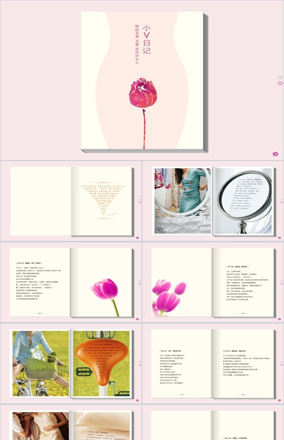 女性隐私健康日记PPT模板