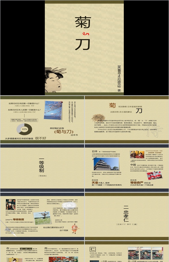 日本文化—菊与刀PPT模板