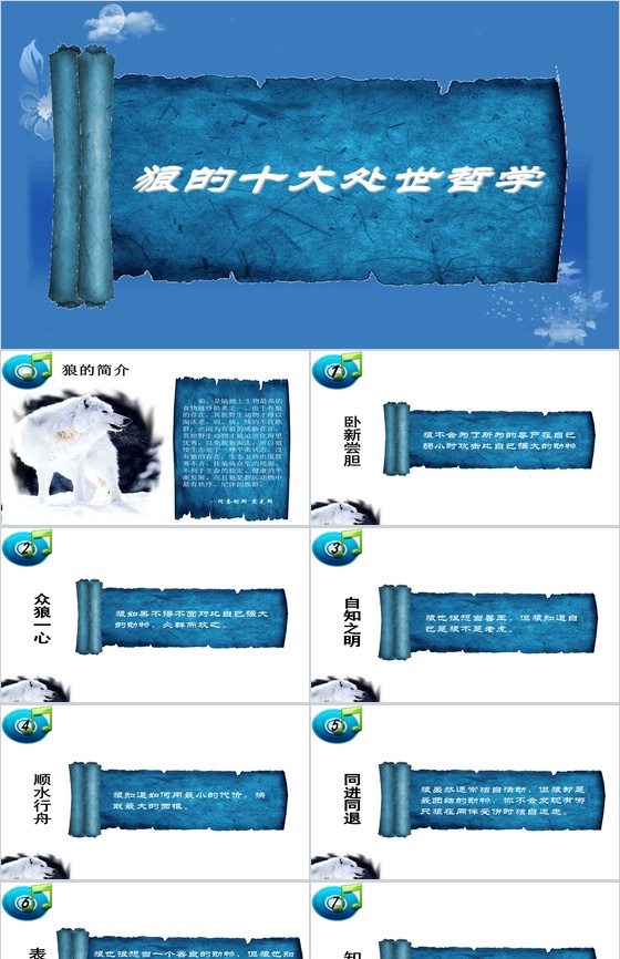 狼的十大处世哲学PPT模板