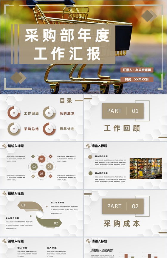 采购部门年度工作汇报单位物资采购成本总结计划PPT模板