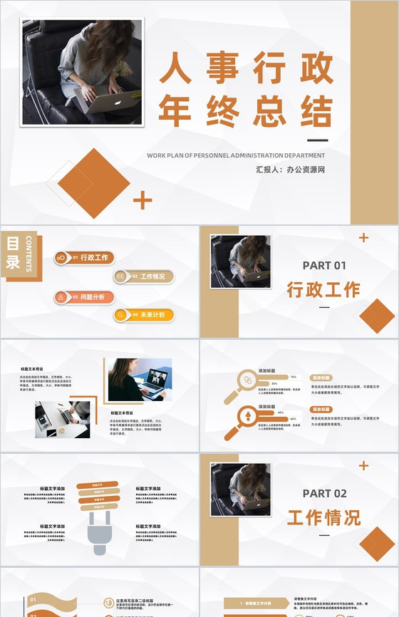 人事行政述职报告年终总结公司部门工作情况展示总结PPT模板