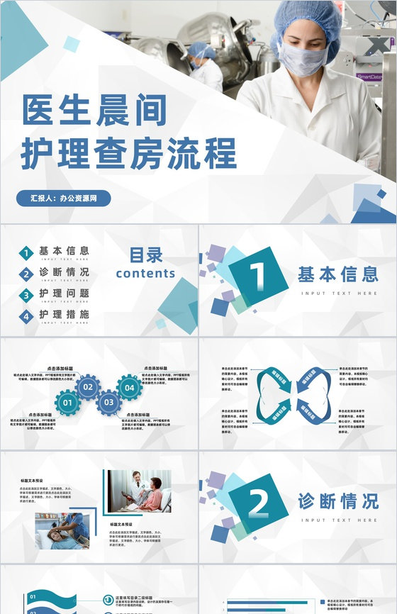 医院患者护理查房医生护士晨间查房情况报告PPT模板