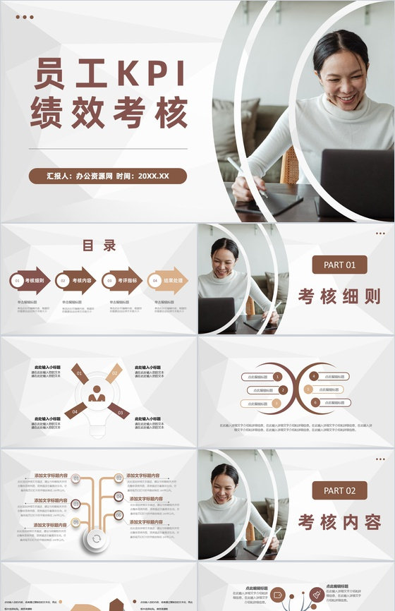 单位员工月度KPI绩效考核个人能力评价结果汇报PPT模板