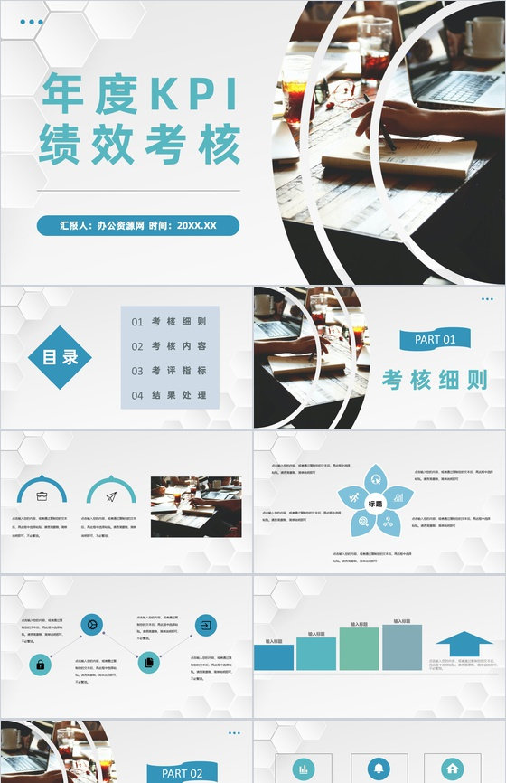 公司年度KPI绩效考核与绩效管理团队人员能力评价汇报PPT模板