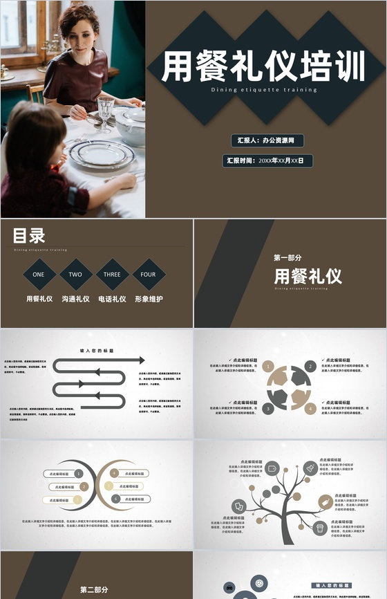 中餐西餐吃饭用餐时生活基础知识社交礼仪培训PPT模板
