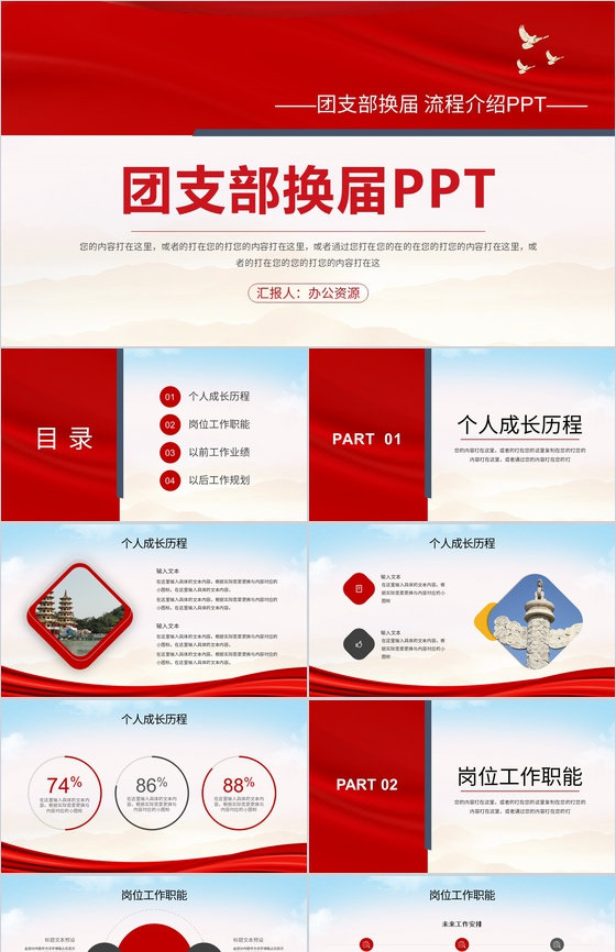 共青团基层团委团支部换届选举工作总结汇报PPT模板
