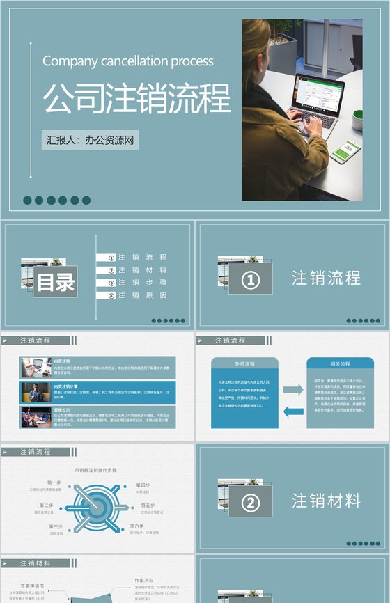 股份有限公司法人变更流程要求网上注销公司流程方案PPT模板