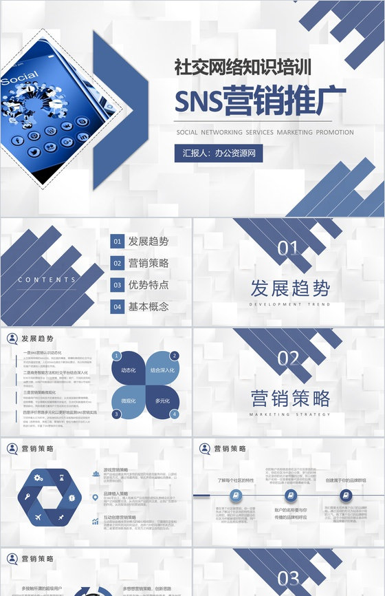 商业计划书SNS营销策划书推广方案工作总结汇报PPT模板