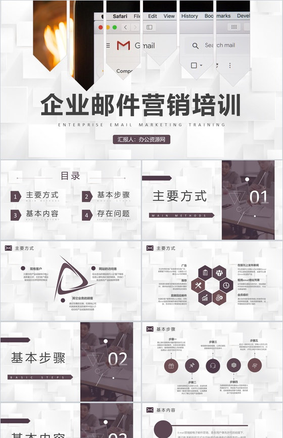 企业邮件营销基本概念知识培训邮箱推广方案总结汇报PPT模板