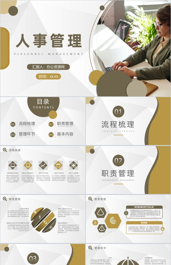人事行政部工作总结述职报告人事管理知识培训总结PPT模板