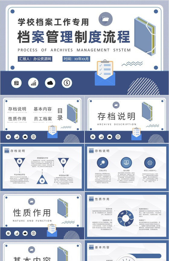 学校档案工作培训总结档案管理制度流程内容介绍PPT模板