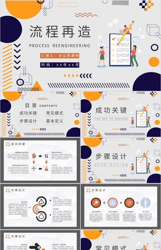 业务流程管理知识学习汇报流程再造论文总结PPT模板