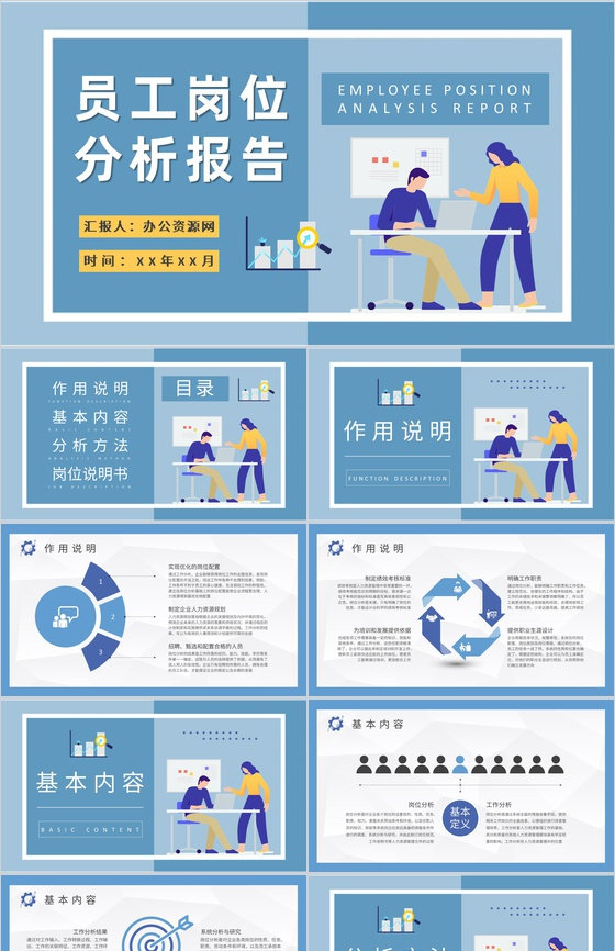 部门员工岗位分析报告总结工作分析情况汇报演讲PPT模板