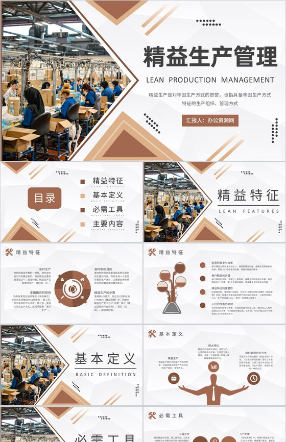 工厂生产车间品质管理工作汇报精益生产管理计划方案PPT模板