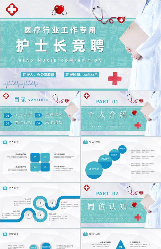 医疗行业工作情况汇报护士长竞聘面试常见问题及解答PPT模板