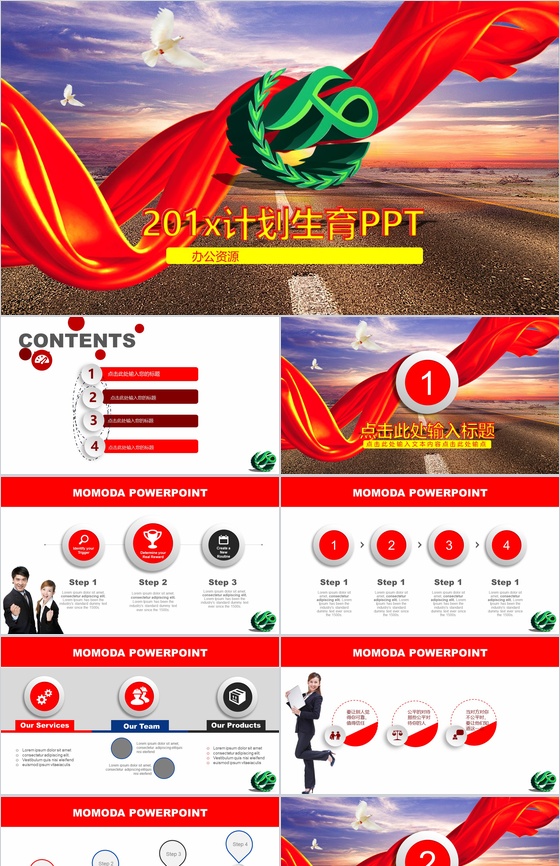 大气计划生育政府机关工作汇报PPT模板