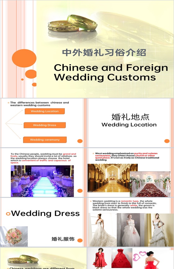 米黄简约风婚礼策划师培训认识中式婚礼PPT模板