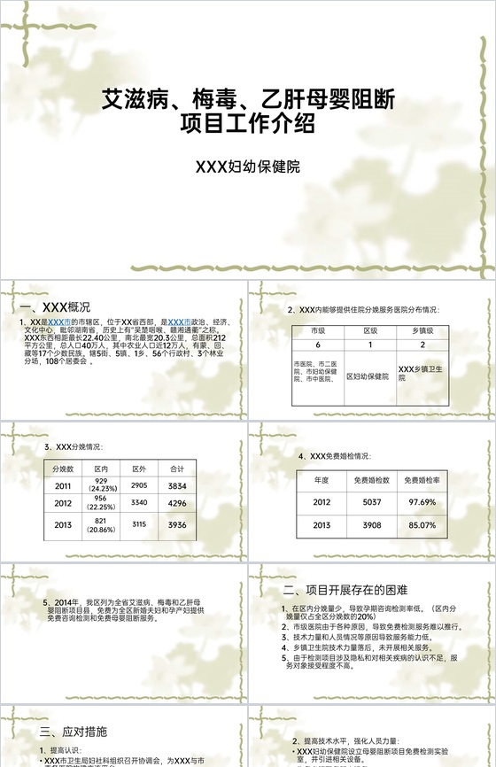 绿色简约风艾滋病梅毒乙肝三病阻断项目工作介绍PPT模板