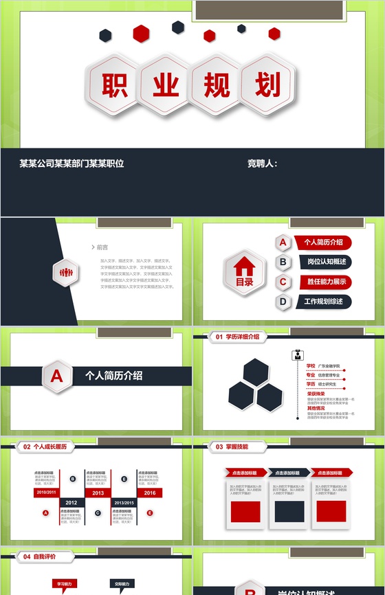 某某公司职位竞聘职业生涯规划PPT模板