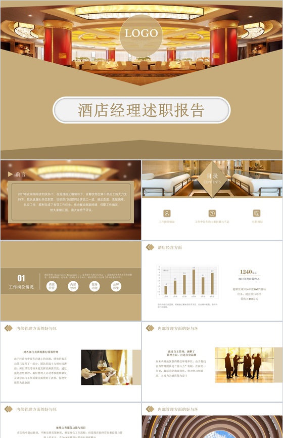 酒店经理工作述职报告PPT模板