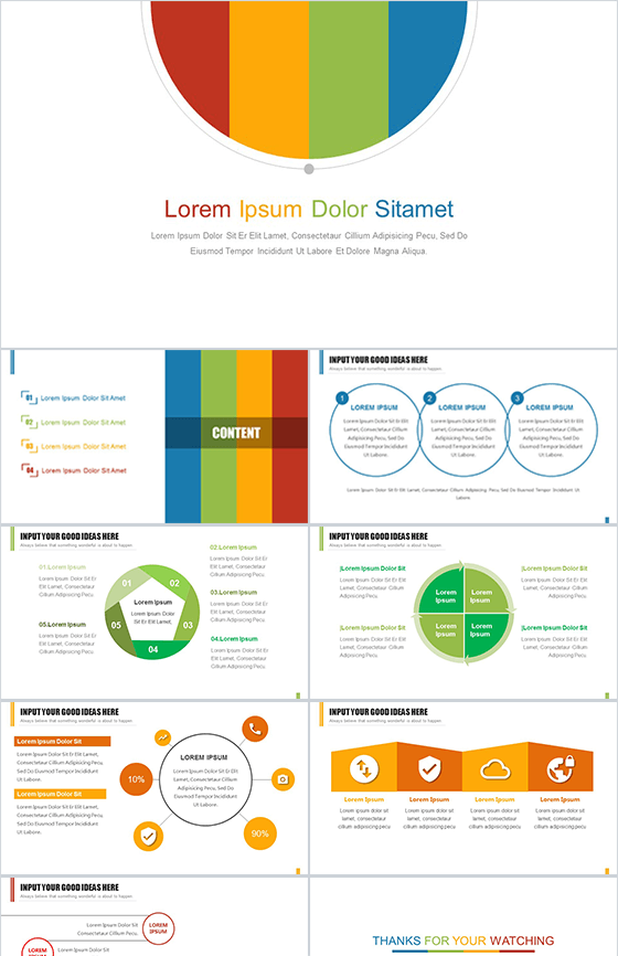 简约范四色系多图表PPT模板