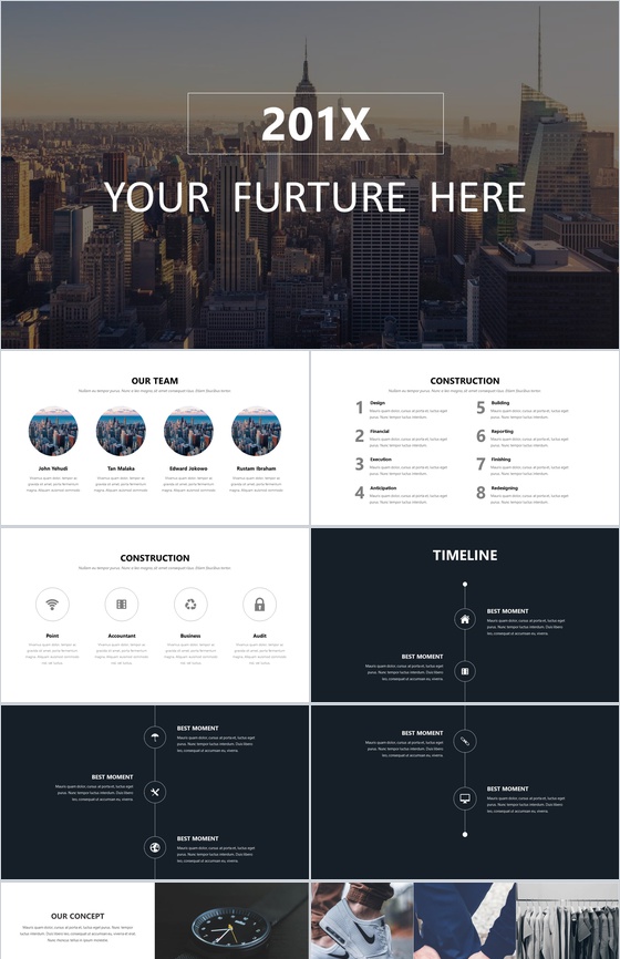 欧美大气时尚风景建筑工作汇报PPT模板