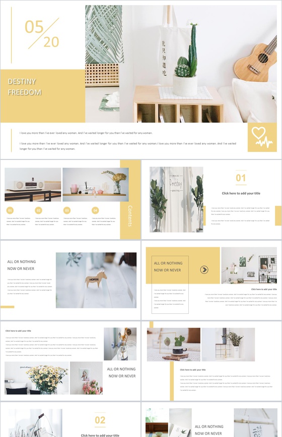 小清新欧美大气杂志风工作汇报PPT模板