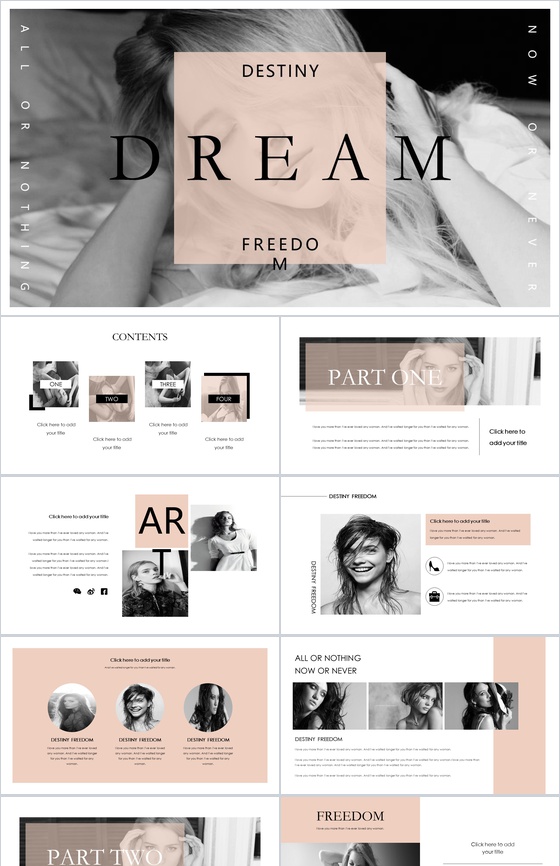 欧美大气时尚杂志风商务总结PPT模板