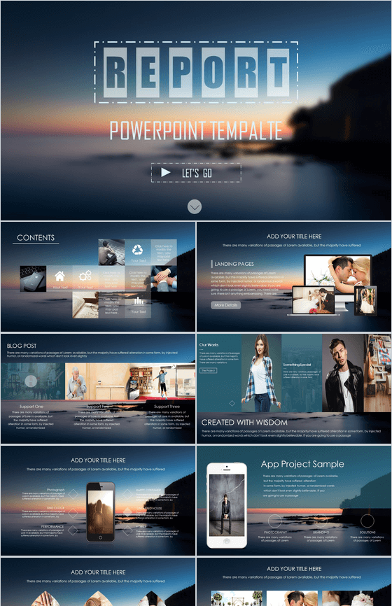 文艺晚霞欧美商务主题PPT模板