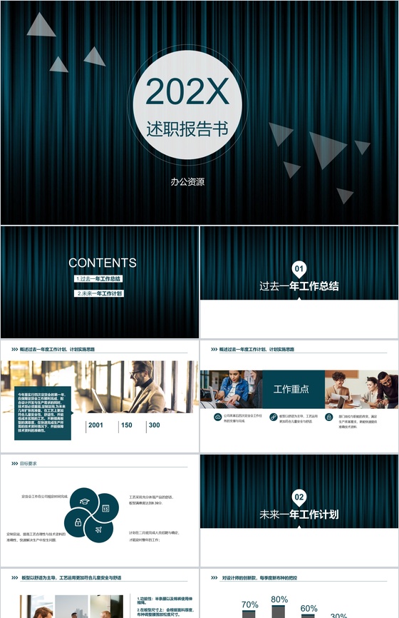 深色商务动态服装企业技术部述职报告PPT模板