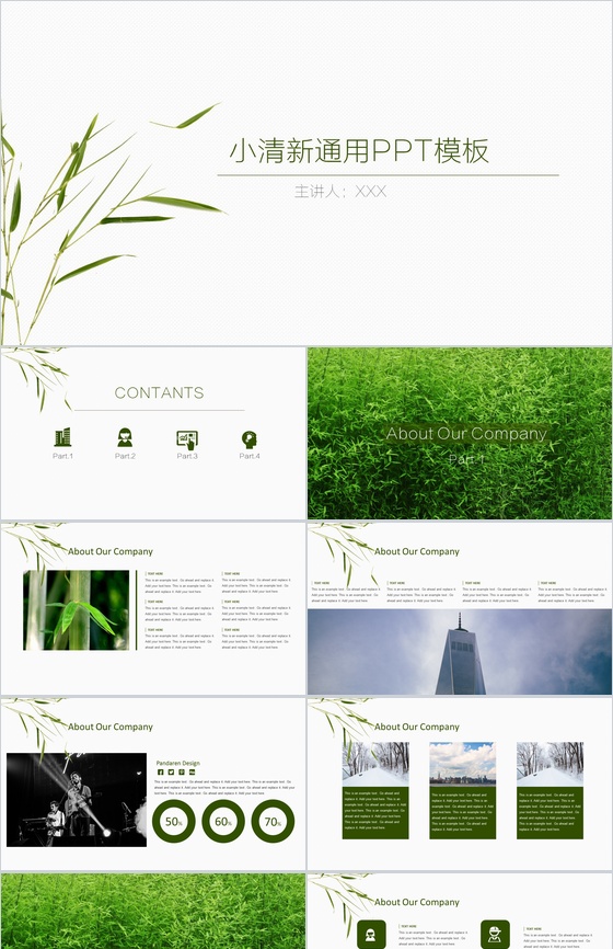 小清新青春风商务汇报演讲演说通用PPT模板