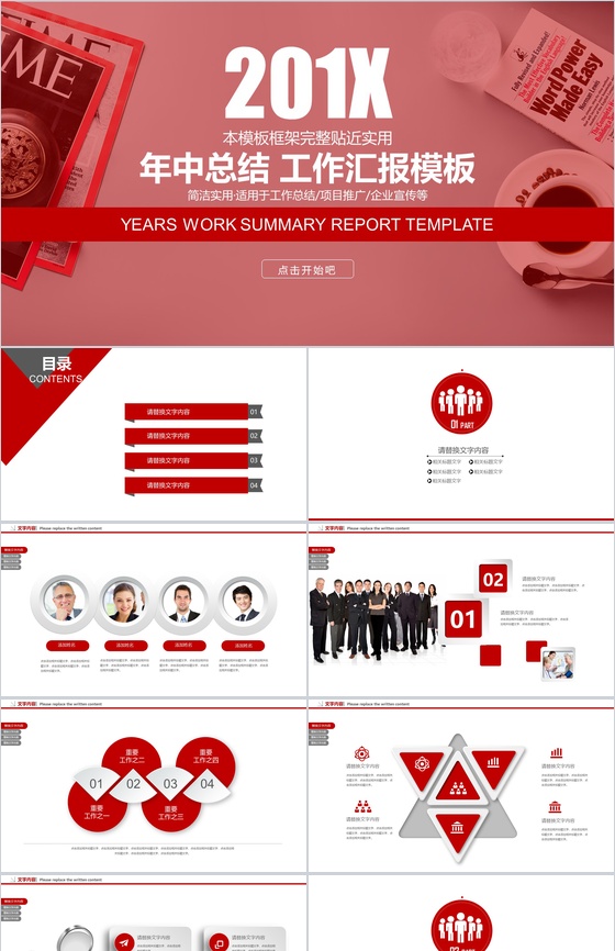 年终总结商务汇报通用演示PPT模板