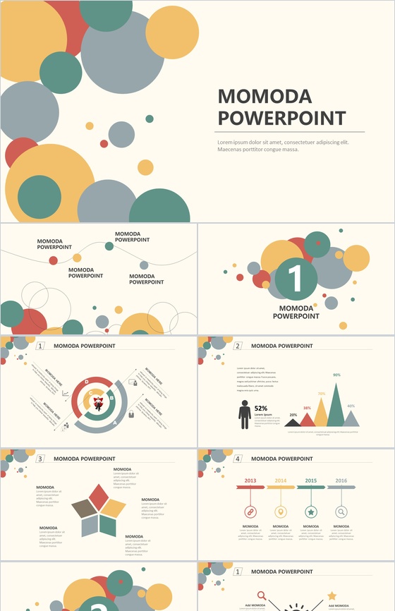 扁平化卡通风极简创意PPT模板