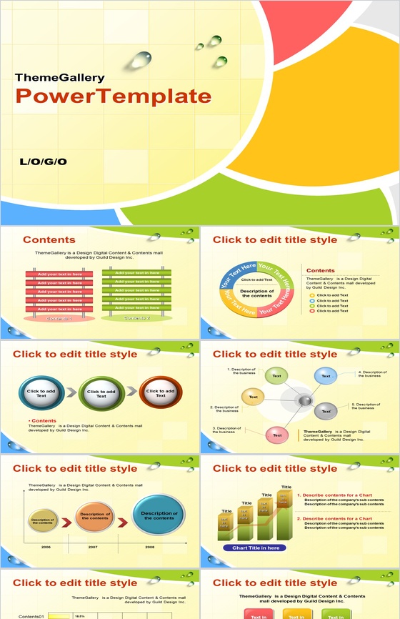 水滴背景数据分析PPT模板