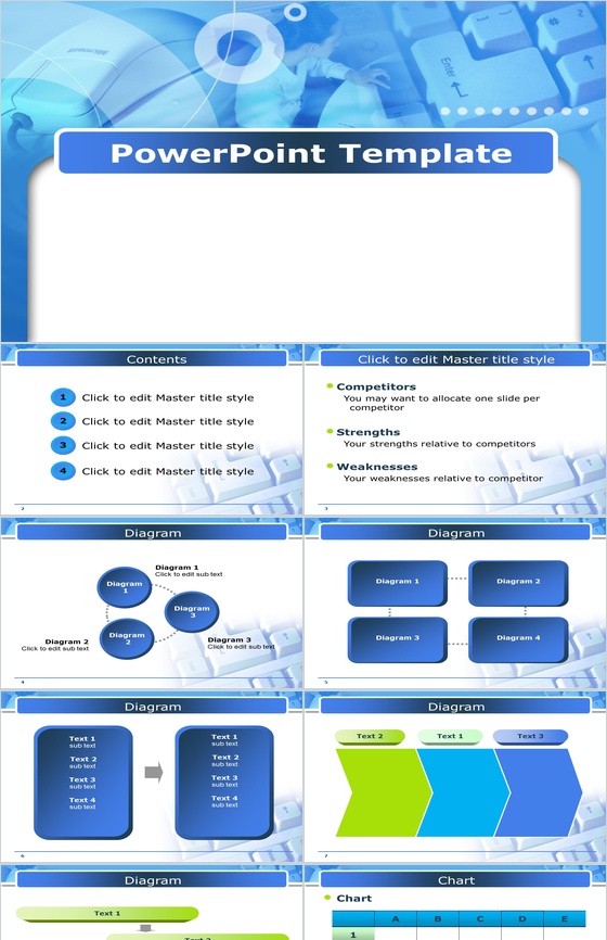 蓝色丽人背景商务科技PPT模板