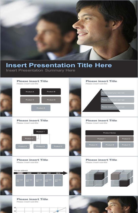 灰色简约欧美商务人物PPT模板