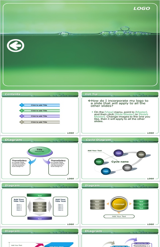创意水滴景象商务通用PPT模板