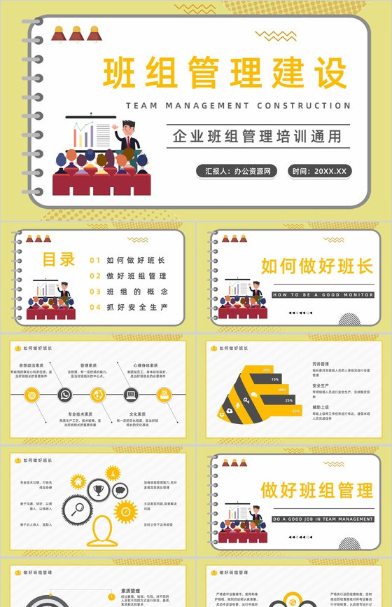 企业文化部门管理班组团队建设班组长与员工沟通内训知识培训PPT模板