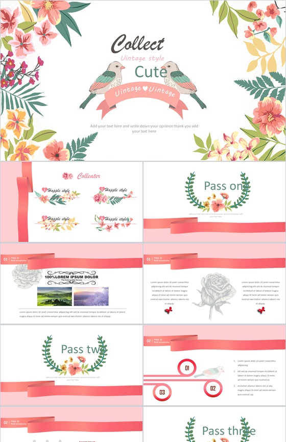 小清新唯美大气年终工作汇报总结商务报告PPT模板