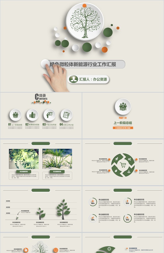 微粒体环保行业工作汇报工作总结PPT模板