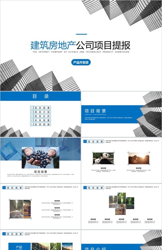 个性房地产公司建筑项目进展进度成果情况汇报总结PPT模板