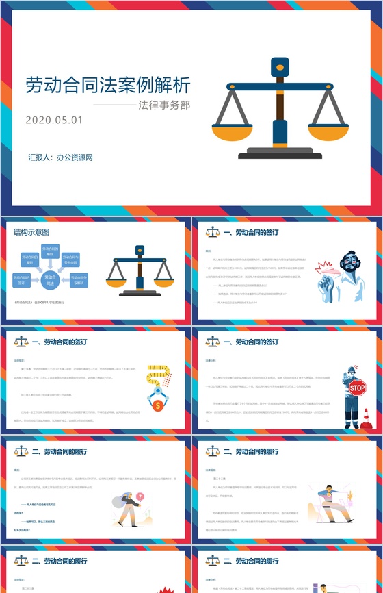 法律事务部劳动合同法案例分析PPT模板