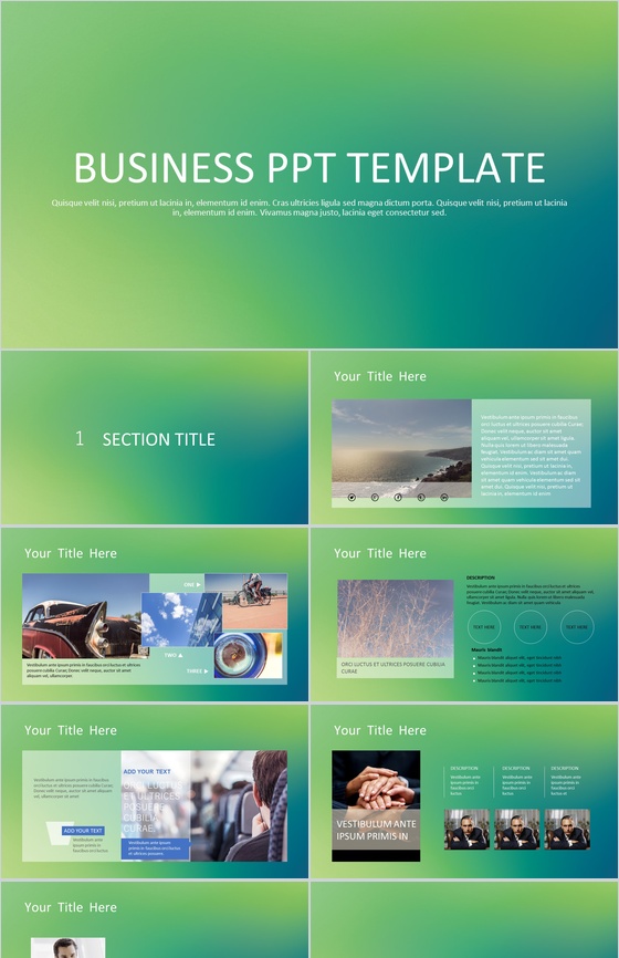 绿色渐变文艺清新风格通用PPT模板
