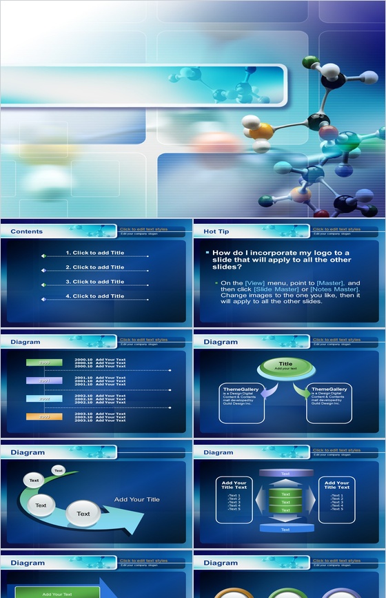 创意多分子医学汇报PPT模板
