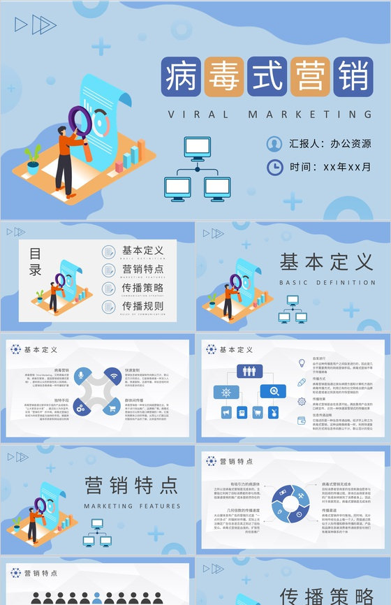 企业病毒式营销知识培训总结社会化营销计划方案PPT模板